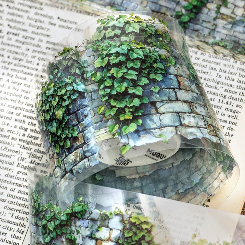 2 Roll PET Tape Green Field Flower Wall Series Sealing Stickers Album Diary Decoration Phone Case Sticker Notebook Accessories Beauty World Shop