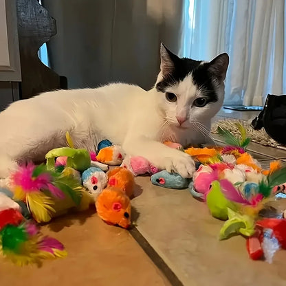 56pcs/28pcs/14pcs Cat Toys Mixed Pack. A Combination of Various Plastic Toys and Plush Toys Suitable for Multiple Cats To Play Beauty World Shop