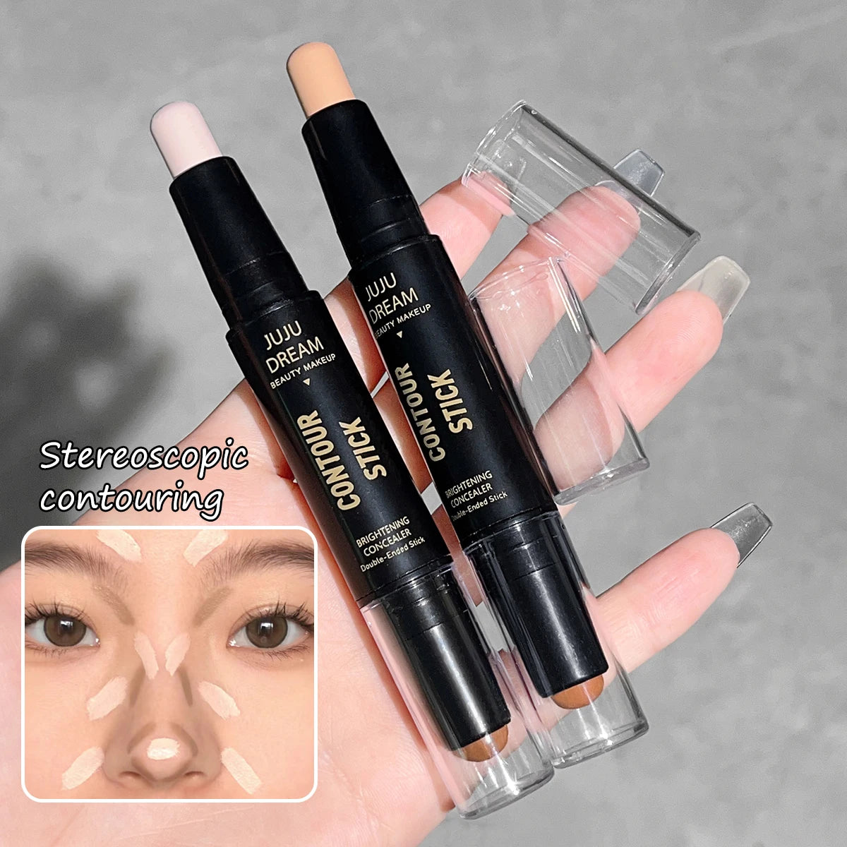 Double-ended dual-purpose high-light trimming stick, three-dimensional contour, nose shadow, facial shape, brighten and trimming Beauty World Shop