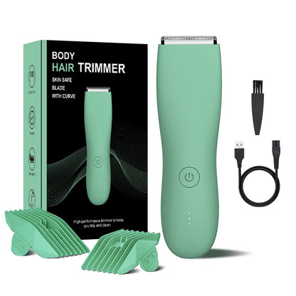 Men's Electric Groin & Body Shaver - Waterproof Dual Head Trimmer Kit w/ LED Light & Foil Blades Beauty World Shop
