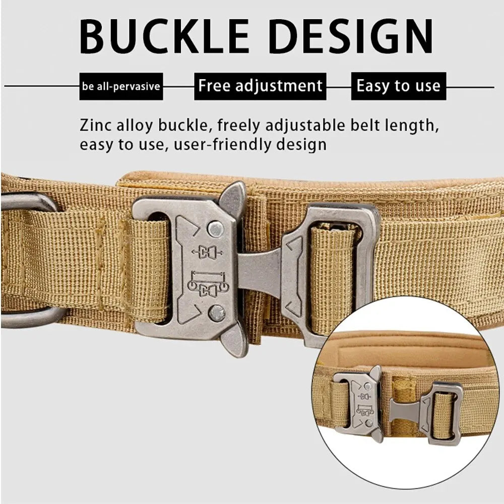Pet Products Outdoor Tactical Dog Collar Metal Buckle Breathability Nylon Collar Medium and Large Dog Training Neck Collar Dog Beauty World Shop
