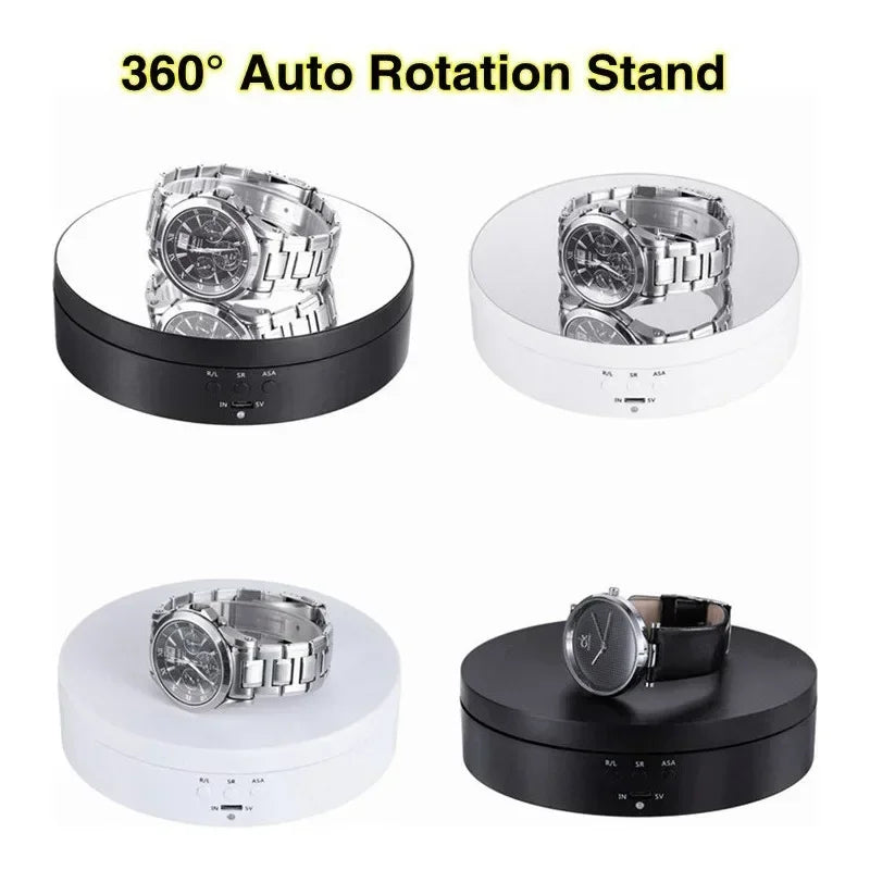7.87 Inch 360 Degree Electric Rotating Stand with Remote Control for Jewelry Display,Photography and Video,3-position Adjustment Beauty World Shop