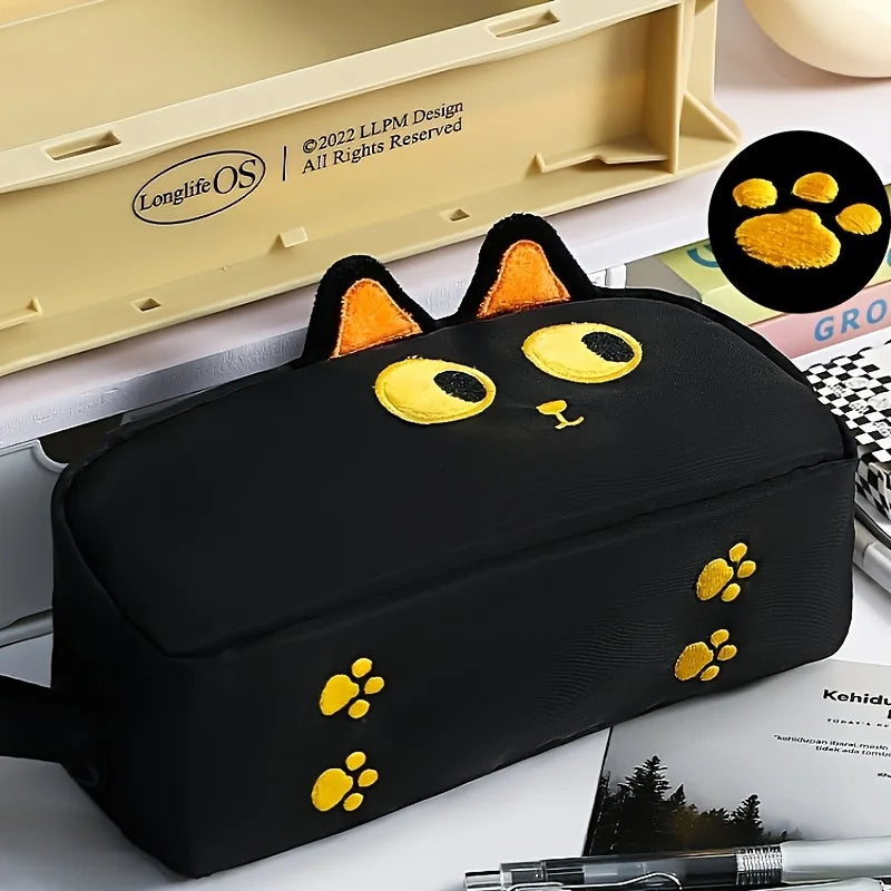 Cute 3D Black Cat Pencil Case-Large Capacity Polyester School Supplies,Cute Cat Lover Gift for Students & Office (Paw Design) Beauty World Shop