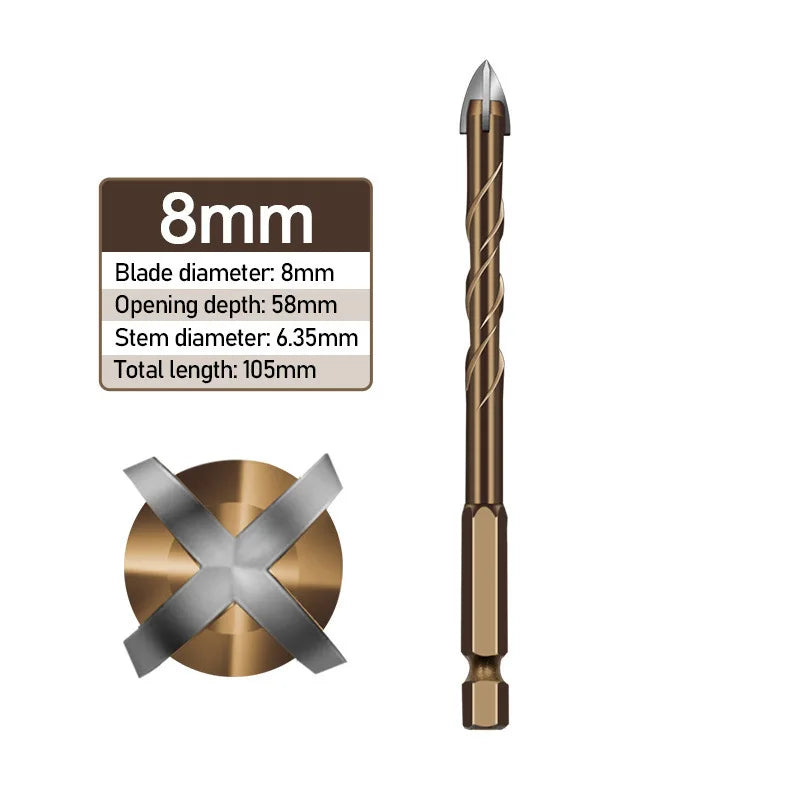 Masonry Concrete Drill Bits For Glass Ceramic Tile Brick Plastic Wood Mason Hard Alloy Wall Hole Opener Hex Shank 3mm To 12mm Beauty World Shop