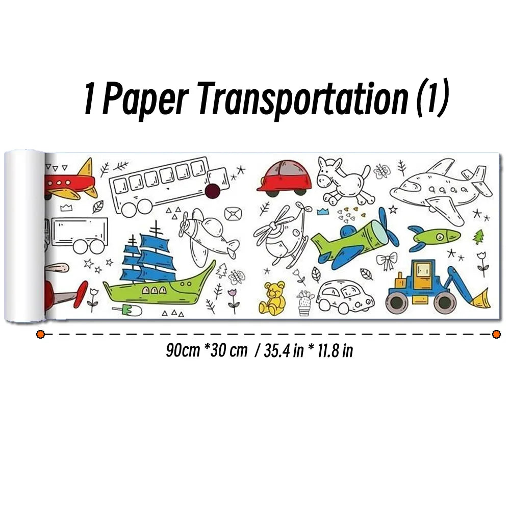 90cm Animal Canvas Children's Drawing Roll DIY Coloring Paper Roll Color Filling Graffiti Paper-cut Painting Educational School Beauty World Shop