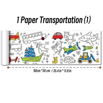 90cm Animal Canvas Children's Drawing Roll DIY Coloring Paper Roll Color Filling Graffiti Paper-cut Painting Educational School Beauty World Shop