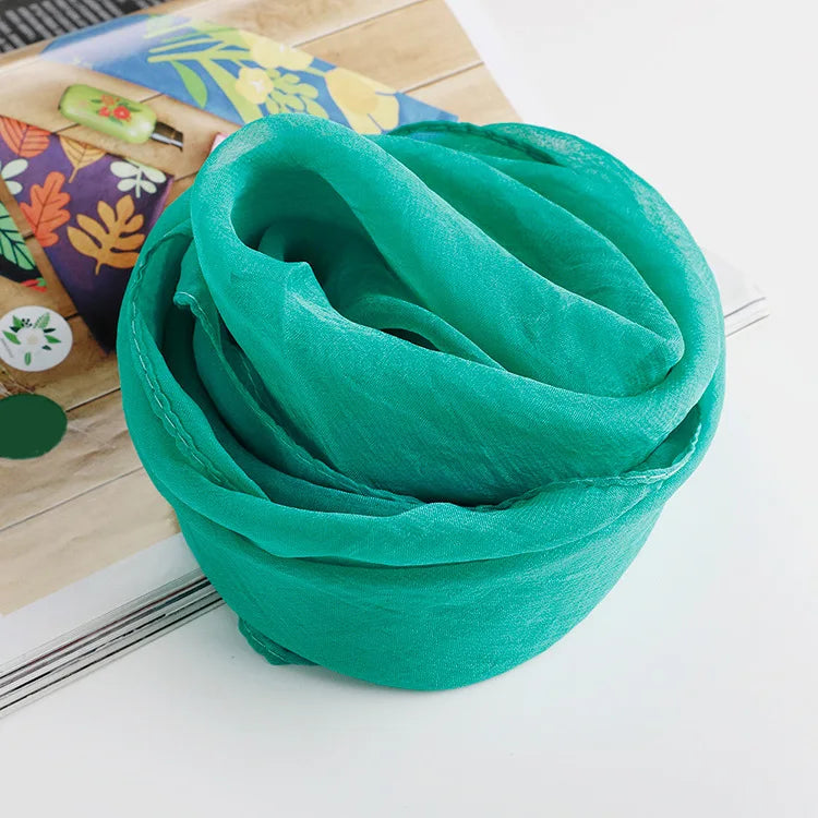 New 70X70cm Simulation Silk Scarves Women's Versatile Small Square Solid Chiffon Scarf Gauze Scarf Party Gift Beauty World Shop