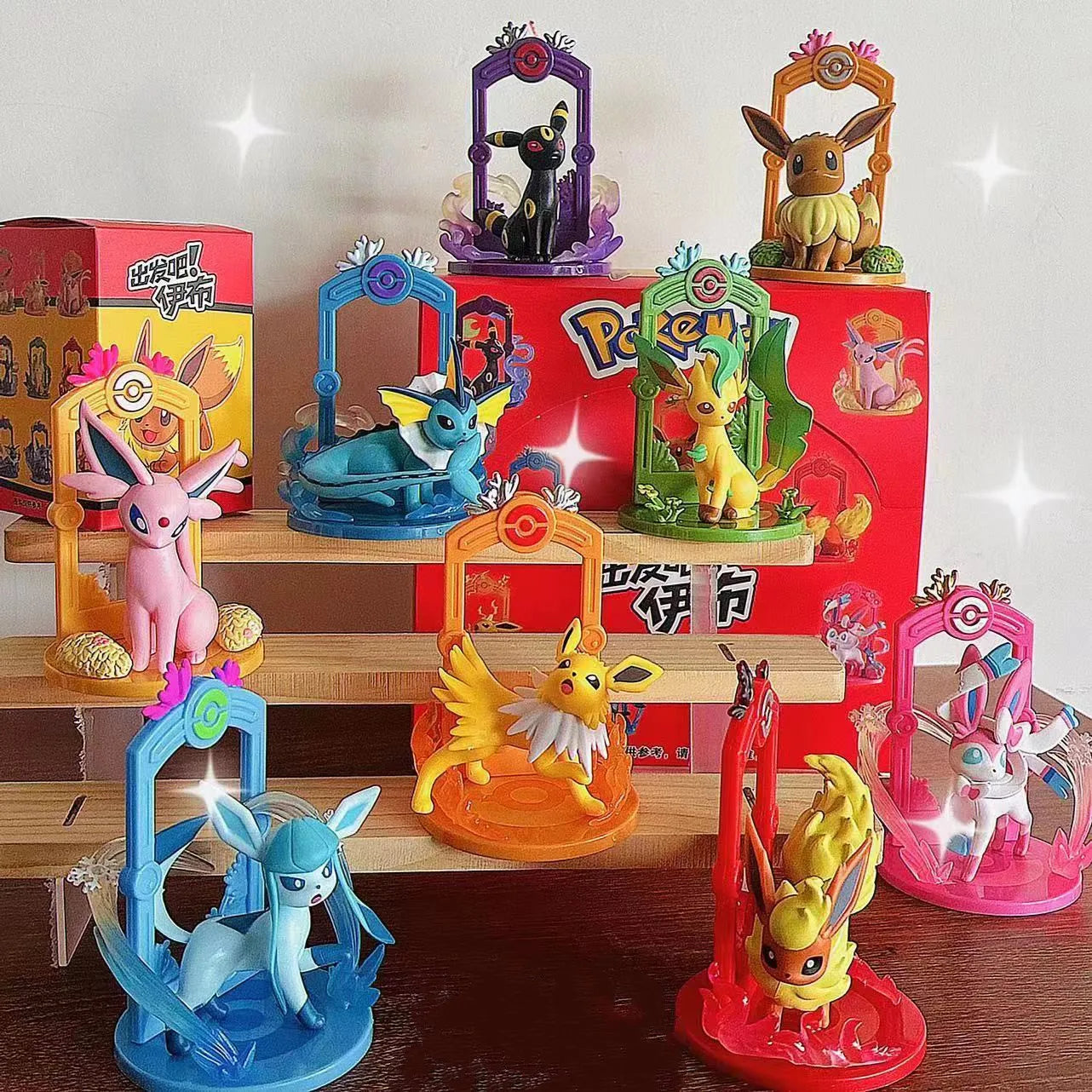 9pcs Pokemon Eevee Evolution Figure Set, Eevee Sylveon Espeon Glaceon Leafeon Anime Model Toys Collection for Kids Gift Beauty World Shop