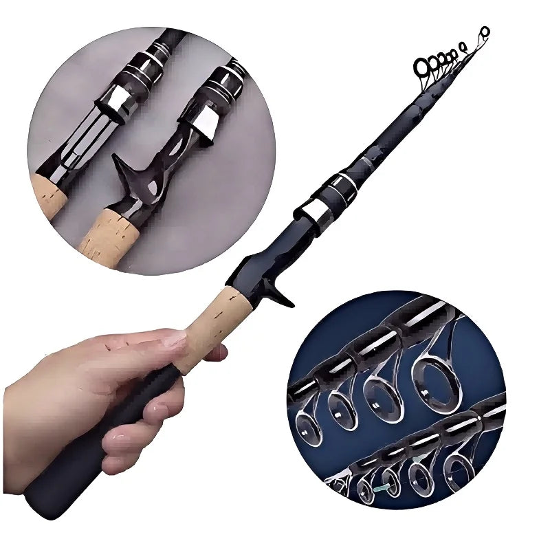 Telescopic Lure Rod 1.5M 1.8M 2.1M 2.4M Carbon Spinning Rod Baitcasting Fishing Pole 8g-25g Wooden Handle Casting Fishing Tackle Beauty Trend Shop