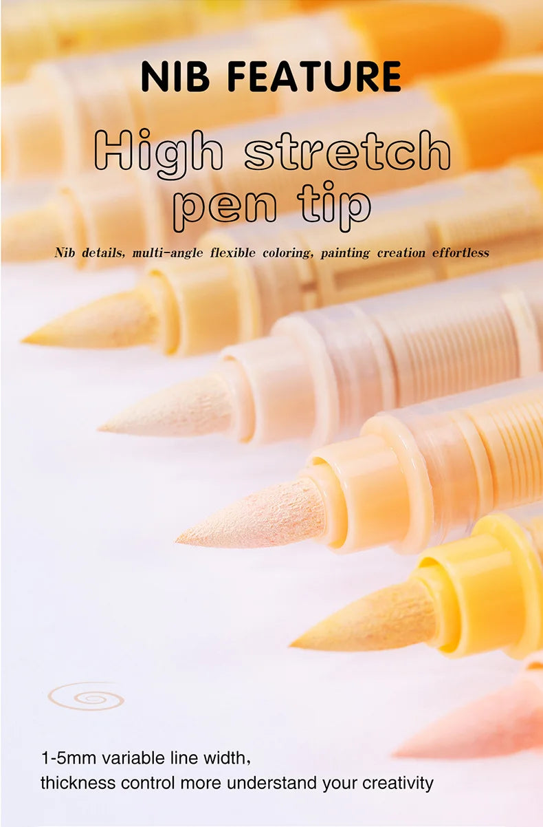 GuangNa 12-72 Colors Soft Brush Acrylic Marker Pen Set,Skin Tone, Macaron color,DIY Hand Drawn,Paint Art Markers pens,GN.8201F/M Beauty World Shop