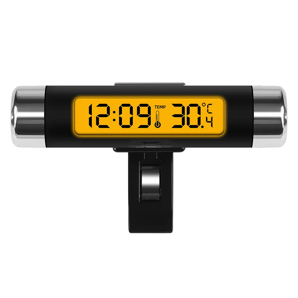 Portable 2 in 1 Car Digital LCD Clock Temperature Display Electronic Clock Thermometer Car Automotive Blue Backlight With Clip Beauty World Shop