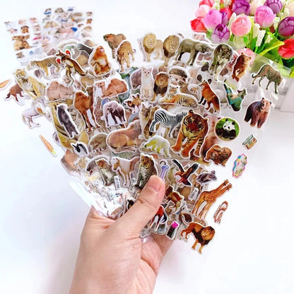 10 Sheets 3D Puffy Stickers Animals Bulk Stickers Scrapbook Decoration Birthday New Year Christmas Gifts for Kids Boys Girls Beauty World Shop