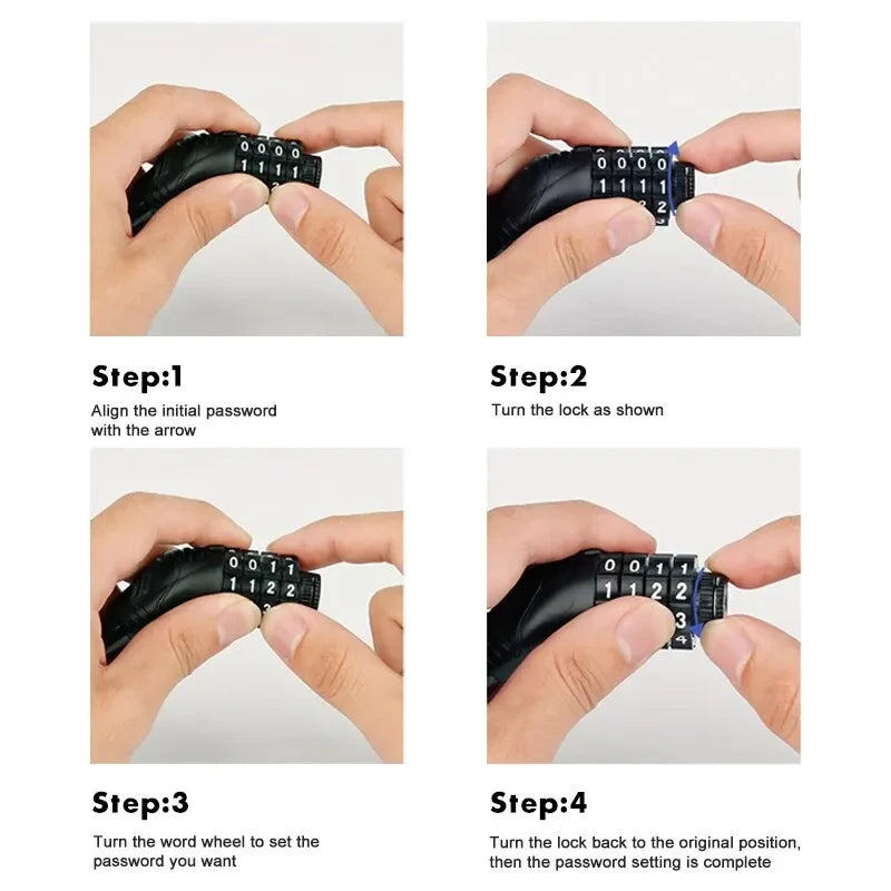 Bike Lock Mountain Bike Portable Security 4-digit Code Bike Lock for Bicycle Motorcycle Scooter Beauty World Shop