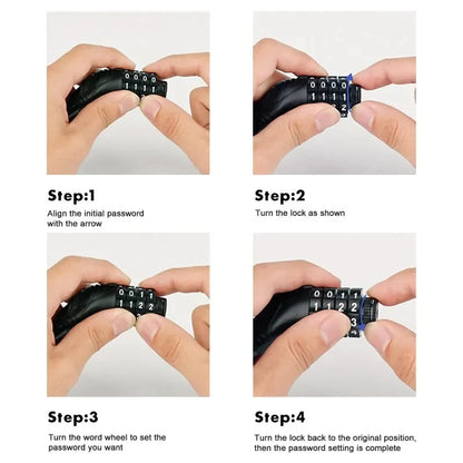 Bike Lock Mountain Bike Portable Security 4-digit Code Bike Lock for Bicycle Motorcycle Scooter Beauty World Shop