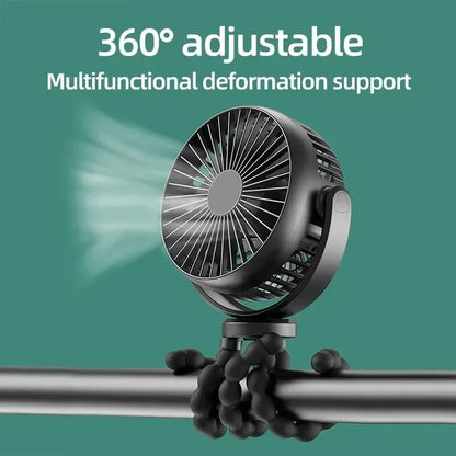 New 5200 mah multi-functional stroller Mini fan Portable USB charging small fan Mobile phone seat outdoor handheld Octopus fan