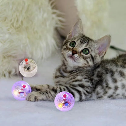 Cat Transparent Glowing Ball Toy Flashing Interactive LED Touch Activated Glowing Ball Suitable Kitten Puppy Running Exercise