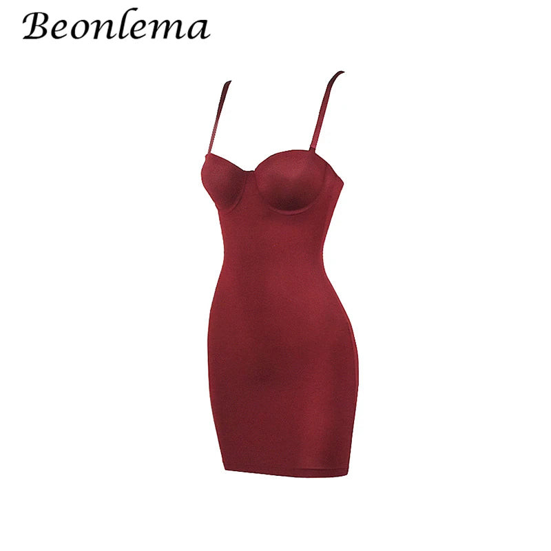 Short Bodycon Dress Backless Skinny Straps Solid Casual Sexy Sleeveless Summer High Waist Club Slim Mini Dresses Ladies Basic Beauty World Shop