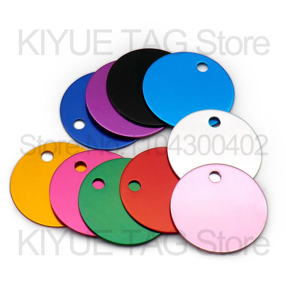 Wholesale 100Pcs Aluminum Round Dog ID Tags Name Plate Anodizing Label Tags Chain Hanging Keys Personalized Name ID Tag Beauty World Shop