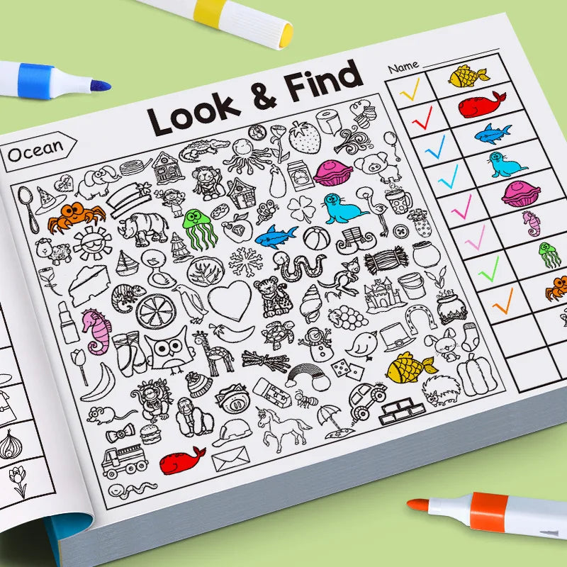 Children's Search for Items Game, Enhance Visual Perception, Fun Coloring Book, Focus and Attention, Handwriting Exercise Book Beauty World Shop