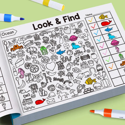 Children's Search for Items Game, Enhance Visual Perception, Fun Coloring Book, Focus and Attention, Handwriting Exercise Book Beauty World Shop