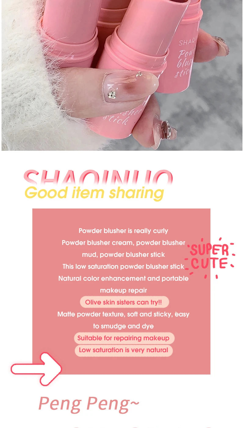 SHAQINUO Energizing Blush Stick - Natural Matte Finish, Creamy Texture, Easy to Blend for a Youthful Glow Beauty World Shop