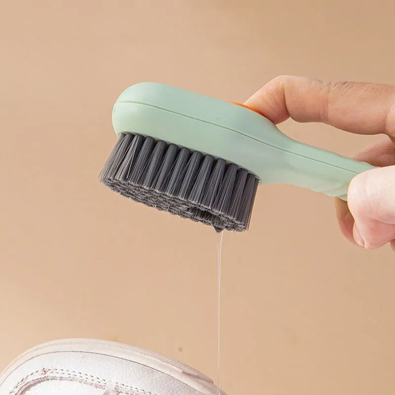 Automatic pressing liquid long handle shoe brush with soft bristles that do not damage shoes, laundry brush, cleaning tool Beauty World Shop