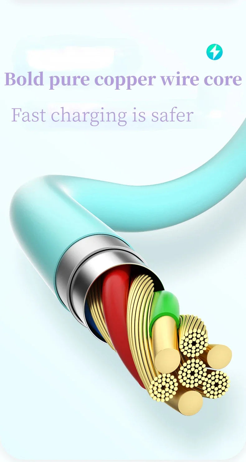 3 In 1 Mobile Phone 5A Super Fast Charging Type-C Usb Charging Cable for IPhone, Xiaomi, Android, Huawei Vivo Charging Cable Beauty World Shop