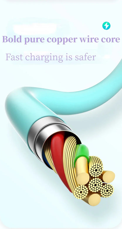 3 In 1 Mobile Phone 5A Super Fast Charging Type-C Usb Charging Cable for IPhone, Xiaomi, Android, Huawei Vivo Charging Cable Beauty World Shop