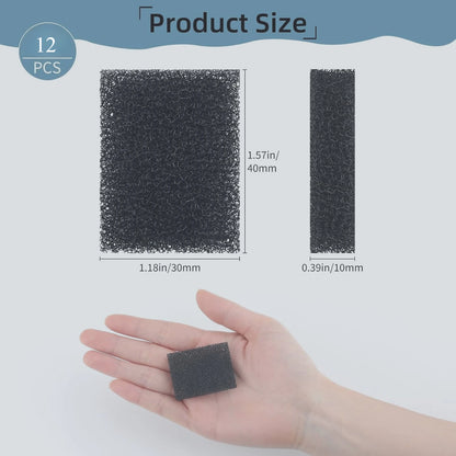 12 Pack Cat Water Fountain Sponge Filters, Replacement Foam Filters for 67oz/2L Pet Fountain 65oz/1.85L Dog Drinking Fountain