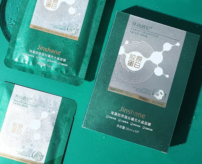 5pcs*30ml Tiktok Hot Sale Seaweed Collagen Filling Crystal Mask Replenishing Fruit Jelly Skin Transparent Mask Skin Care Masque Beauty Trend Shop