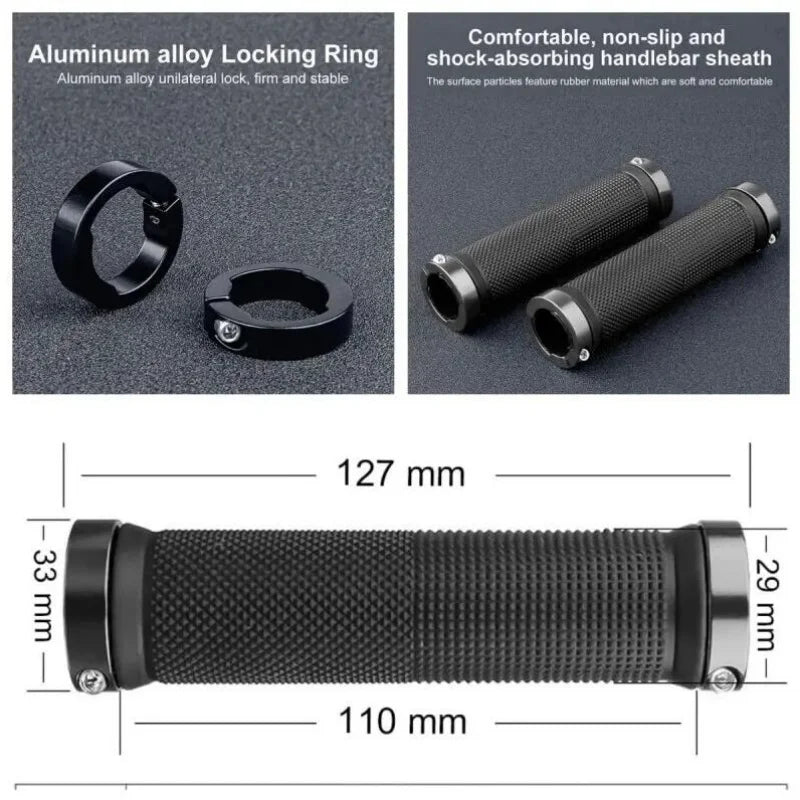 Bicycle Rubber Grips Alloy Lock Non-Slip Rubber Bicycle Handlebar Grips Double Aluminum Lock on Locking Bicycle Handlebar Grips Beauty World Shop