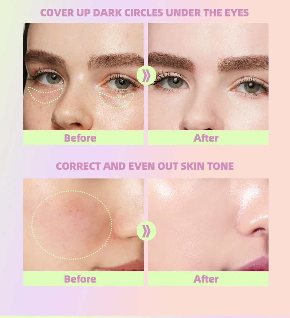 Qibest Three Color Press Release Cream Concealer Isolate Makeup Facial Base Brightening Cream Liquid Concealer Face Primer