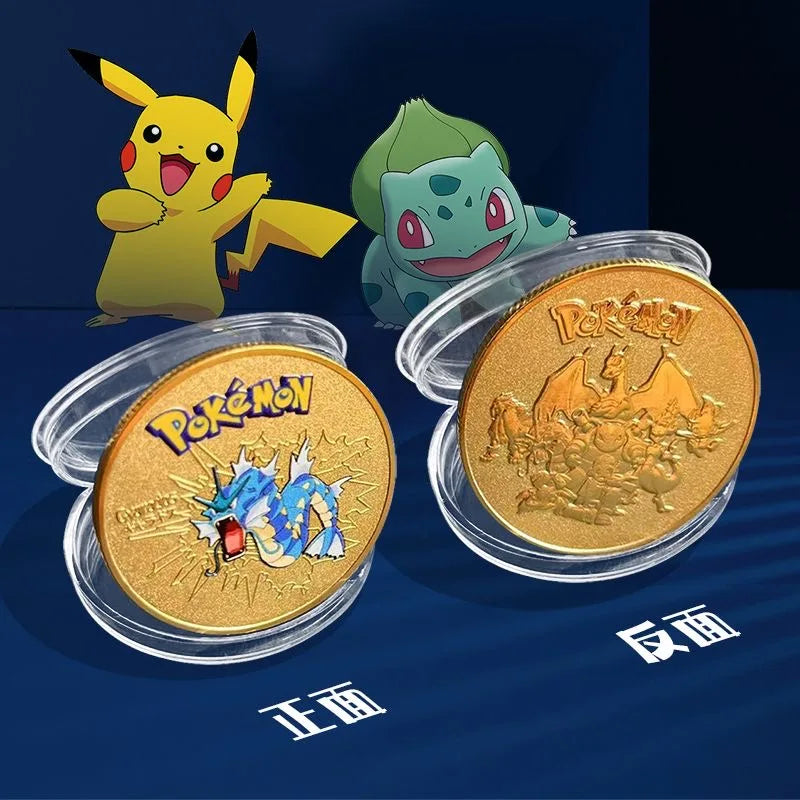 Pokemon commemorative Coin Metal Coins Anime Commemorative Coin Charizard Pikachu Golden Pokemon Cards Round Metal Coin Toy Gift Beauty World Shop