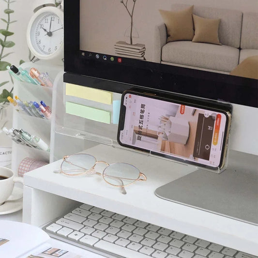 1Message Storage Board Under Computer Monitor，Office Desk Side Storage Rack Message Board Can Hold Phone Charging Memo Stickers Beauty World Shop