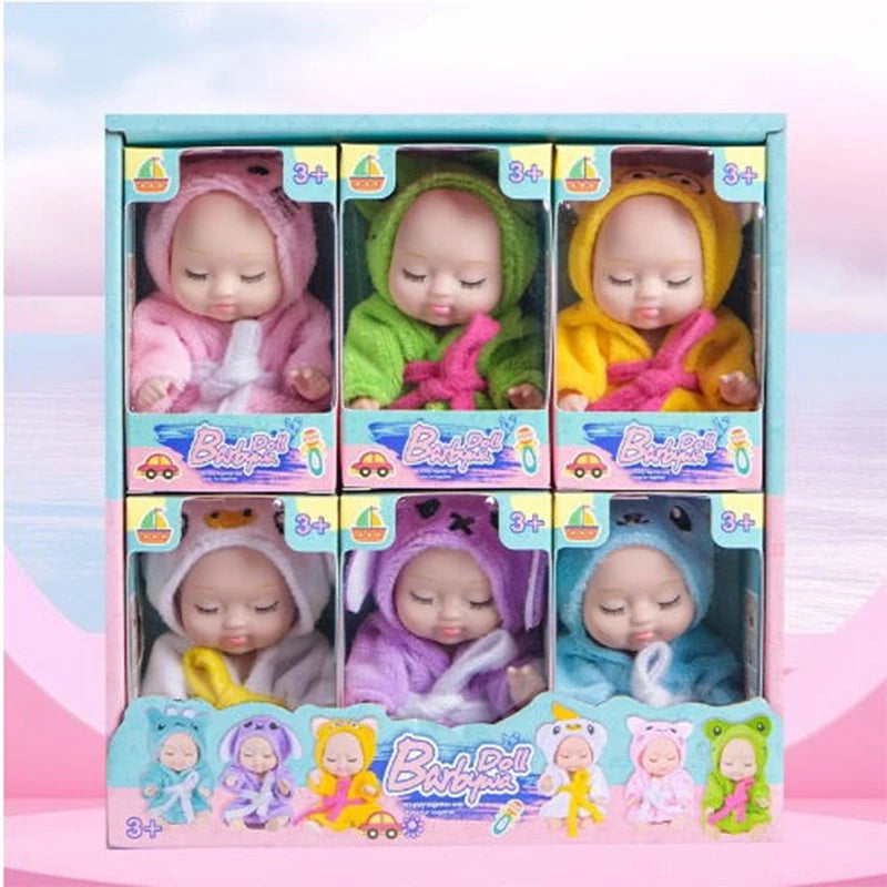 6/8Pcs Set Sleeping Mini Baby Dolls Reborn Lifelike Toys Cute Adorable Dolls With Butterfly Crocodile Sunflower Comfort Toy Gift Beauty World Shop