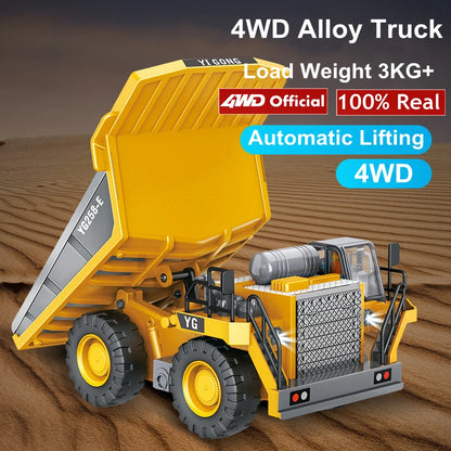 4WD Remote Control Excavator 4x4 Alloy Dump Truck Bulldozer Radio Model RC Car Construction Vehicle Toy Children Kids Gifts Beauty World Shop