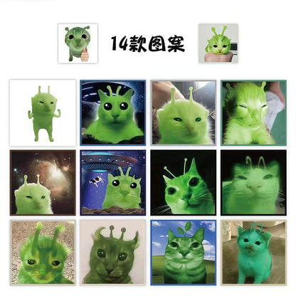500Pcs Funny Alien Cat Stickers, Quirky Extraterrestrial Kitten Decals for DIY, Journal & Gift Embellishment Beauty World Shop