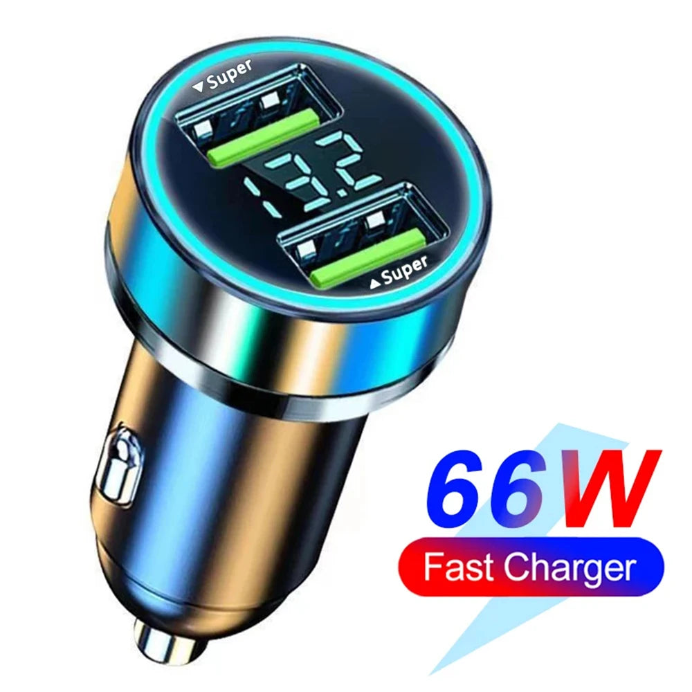 250W PD Car Charger QC3.0 Fast Charge two to Six Port Car Cigarette Lighter Plug Car Charger Flash Charge with Digital Display Beauty World Shop