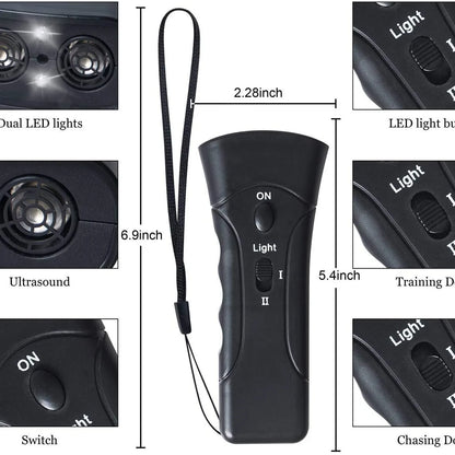 Double Ultrasonic Pet Dog Repeller Anti Barking Stop Bark Training Device High Power Dog Training Repellents not include Battery Beauty World Shop