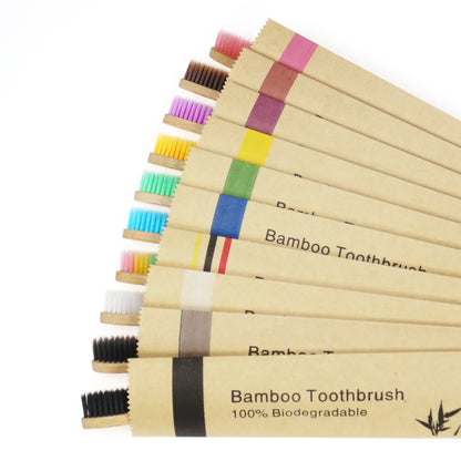 100Pcs Children's Colorful Natural Bamboo Toothbrush ,Soft Bristle Charcoal Teeth Whitening  Soft Dental Oral Care Beauty World Shop