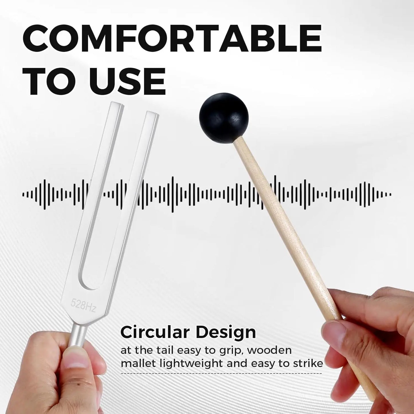 Miwayer Tuning Fork 528 Hz with Silicone Hammer and Cleaning Cloth Perfect Healing Musical Instrument for Stress Alleviation Beauty World Shop