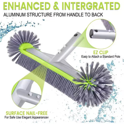 17.5" Heavy Duty Aluminum Pool Brush Head With 7 Rows Nylon Bristles For Pool Wall Steps Corner Cleaning Beauty World Shop