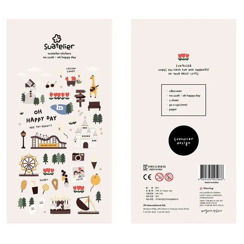 Korean Brand Suatelier Collection Daily Food Vlog Stickers DIY Scrapbooking Journey Diary Stationery Stickers Supplies Beauty World Shop