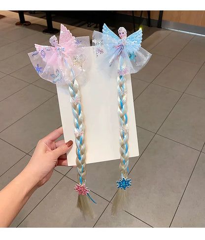Disney Frozen Elsa Princess Wig Braid Hairpin Accessories For Girls Anime Figures Cartoon Toys Kids Kawaii Baby Hair Clip Gifts Beauty World Shop