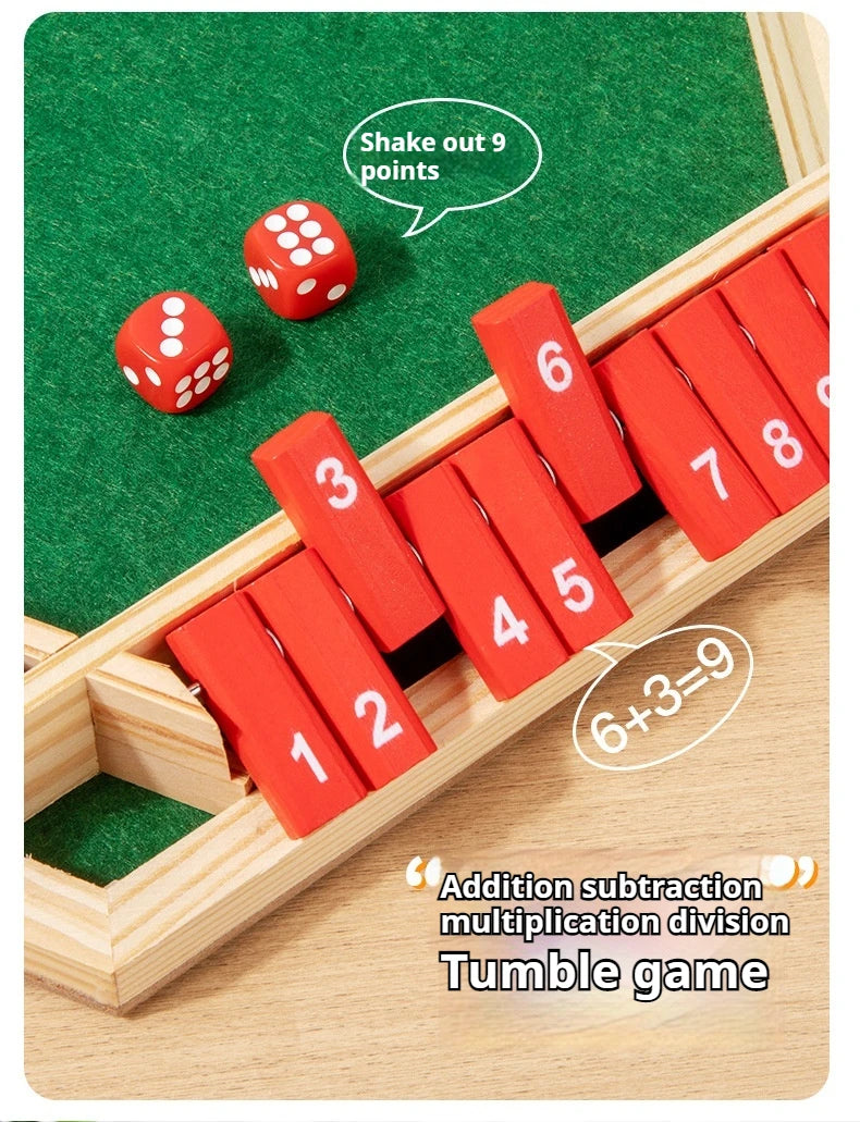 Six Sided Flipping Game, Wooden Number Game, Shut The Box Dice Game - Parent-Child Board Game, Bar Party, Leisure Gambling Game Beauty World Shop