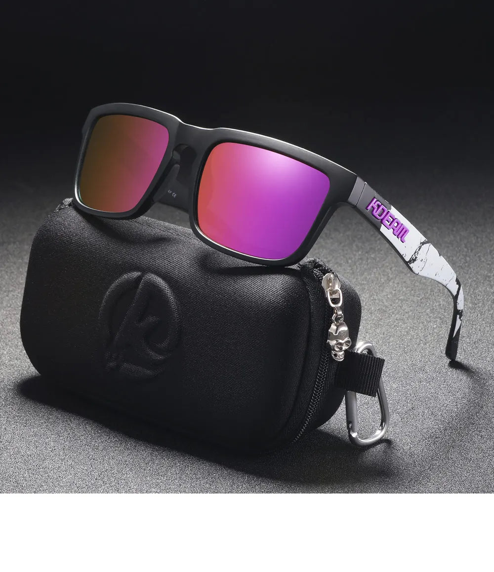 KDEAM Men's Polarized Sunglasses Square Casual Outdoors Sun Glasses Women Unisex Sunglass For Couple With Zipper Case Beauty World Shop