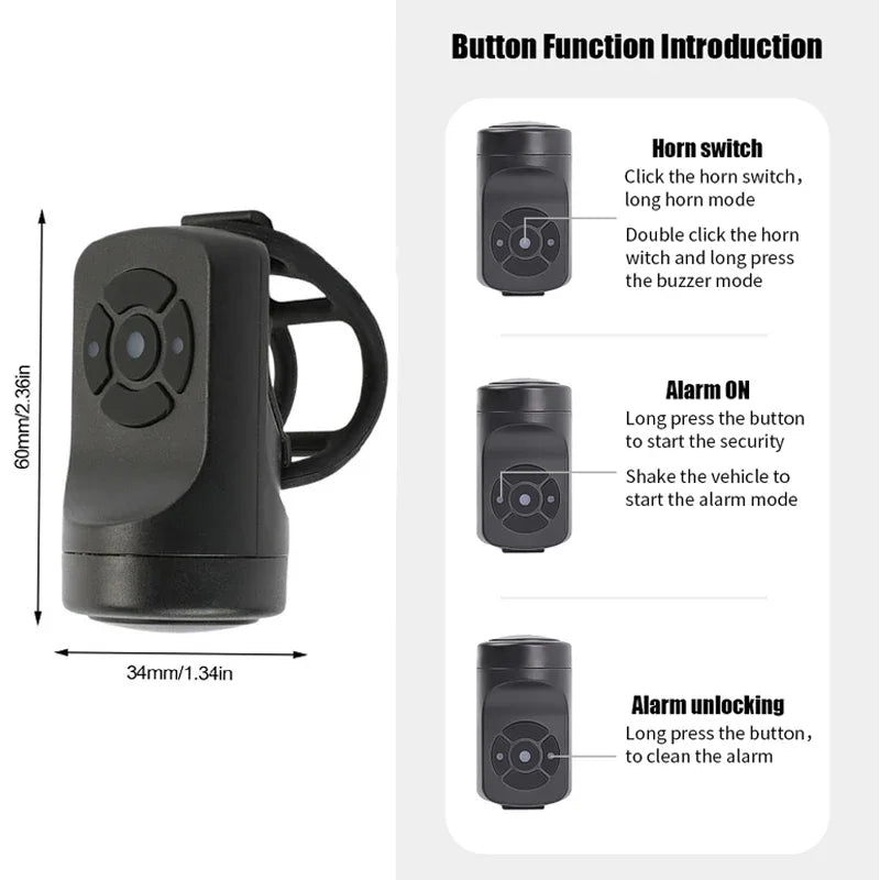Bicycle Electric Bell Bike USB Charging Horn MTB Mountain Bike Warning Safety Ring Waterproof Bell Cycling Accessories Beauty World Shop