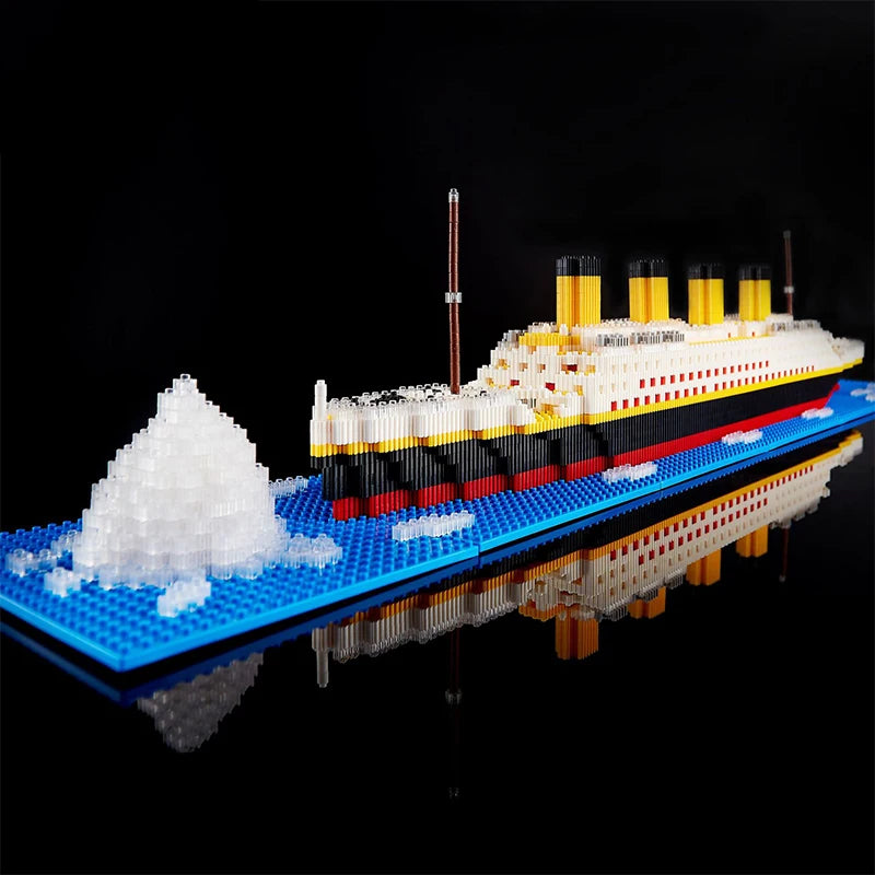 Titanic ship model children's toys birthday gift assembly building block plastic block with lamp toy Titanic building block toy Beauty World Shop