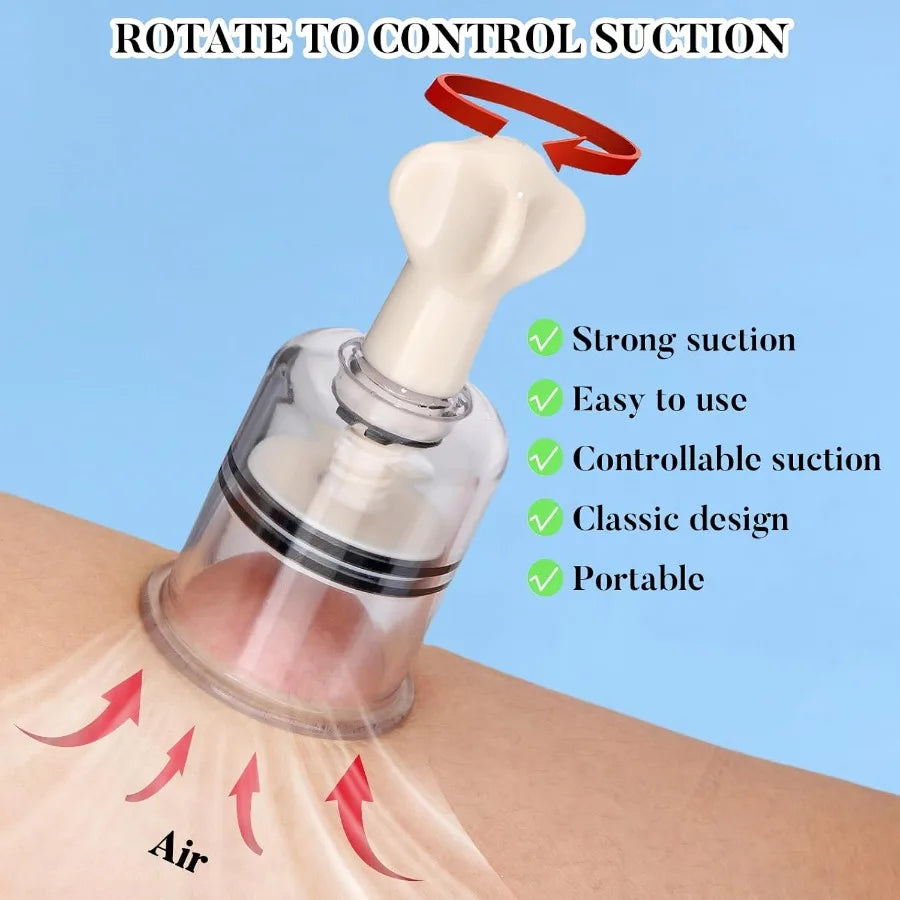 Rotating Handle Vacuum Cupping Set, 4 Size Body Massage Cups for Cellulite & Muscle Relief, Suction Therapy Tool Beauty World Shop