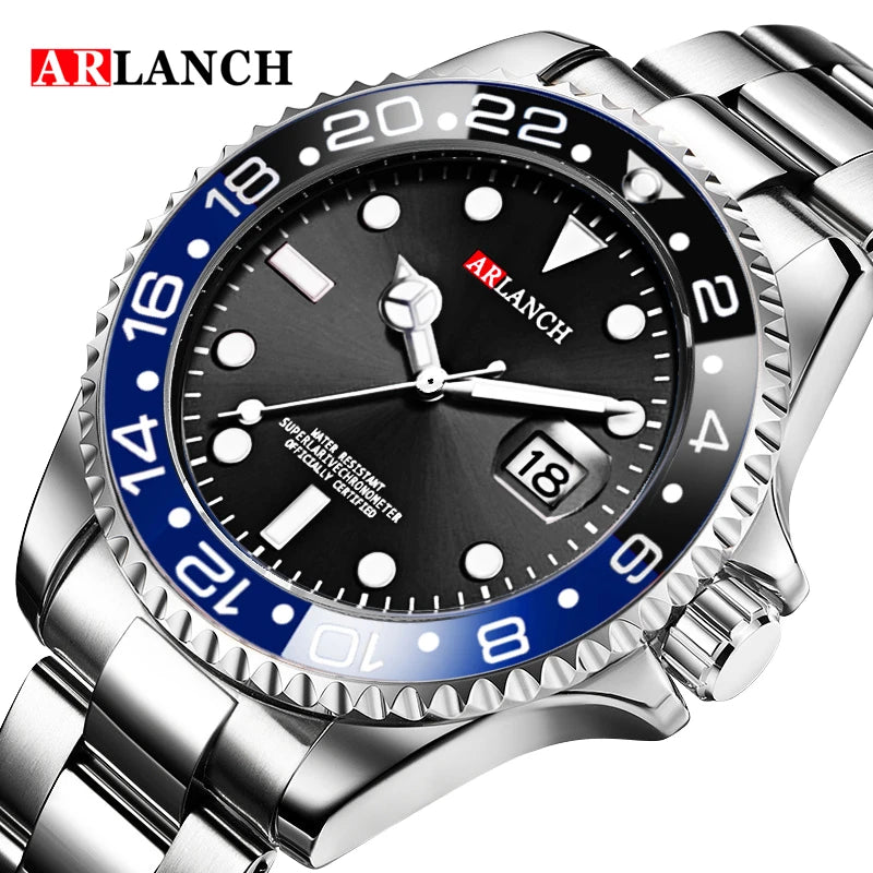 Business Stainless Steel Watch 40mm Classic Red Blue Circle Diving Series Magnifying Glass Calendar Quartz Watches montre homme Beauty World Shop